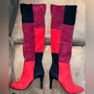 Rialto Red and Black Heeled Boots